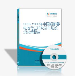 2016-2020年中國鉛酸蓄電池行業研究及市場投資決策報告