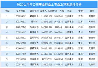 2020上半年公用事业行业上市企业净利润排行榜 TOP100（附榜单）