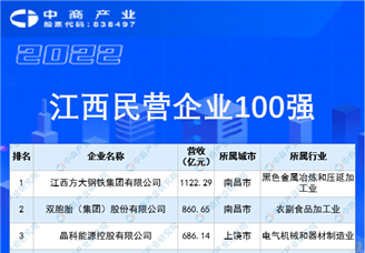 2022江西民营企业100强榜单（附榜单）
