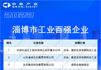 2022淄博市工业百强企业排行榜（附榜单）