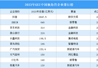 2023年中国独角兽企业排行榜（附完整榜单）